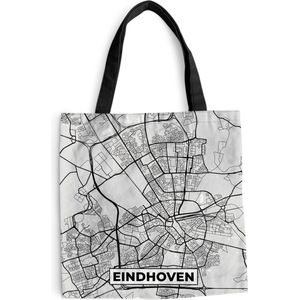 MuchoWow® Schoudertas - Strandtas - Big Shopper - Boodschappentas - Stadskaart - Eindhoven - Grijs - Wit - 40x40 cm - Katoenen tas