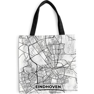 MuchoWow® Schoudertas - Strandtas - Big Shopper - Boodschappentas - Kaart - Eindhoven - Zwart - Wit - 40x40 cm - Katoenen tas