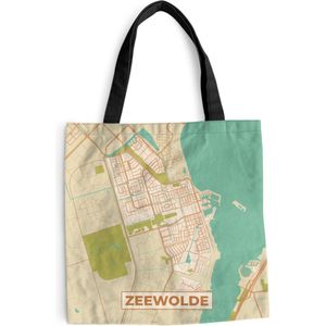 MuchoWow® Schoudertas - Strandtas - Big Shopper - Boodschappentas - Kaart - Zeewolde - Vintage - 40x40 cm - Katoenen tas
