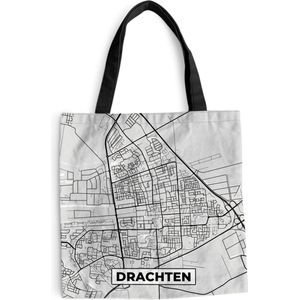 MuchoWow® Schoudertas - Strandtas - Big Shopper - Boodschappentas - Stadskaart - Drachten - Grijs - Wit - 40x40 cm - Katoenen tas