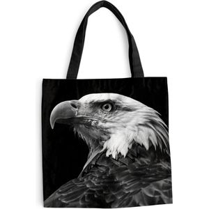 MuchoWow® Schoudertas - Strandtas - Big Shopper - Boodschappentas - Adelaar - Vogel - zwart wit - 40x40 cm - Katoenen tas