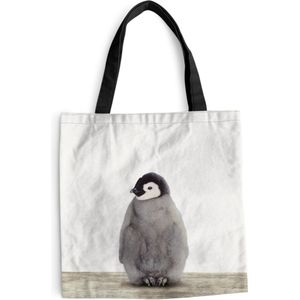 MuchoWow® Schoudertas - Strandtas - Big Shopper - Boodschappentas - Pinguïn - Dieren - Baby - 45x45 cm - Katoenen tas