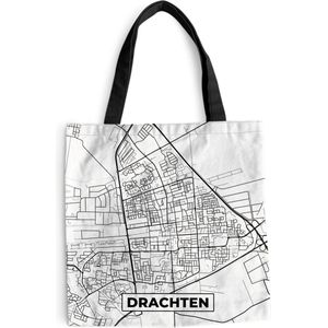 MuchoWow® Schoudertas - Strandtas - Big Shopper - Boodschappentas - Kaart - Drachten - Zwart - Wit - 40x40 cm - Katoenen tas