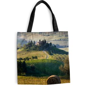 MuchoWow® Schoudertas - Strandtas - Big Shopper - Boodschappentas - Toscane - Landschap - Groen - 40x40 cm - Katoenen tas