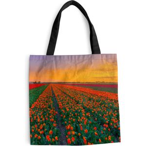 MuchoWow® Schoudertas - Strandtas - Big Shopper - Boodschappentas - Nederland - Tulp - Oranje - 40x40 cm - Katoenen tas