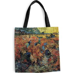 MuchoWow® Schoudertas - Strandtas - Big Shopper - Boodschappentas - De rode wijngaard - Vincent van Gogh - 40x40 cm - Katoenen tas
