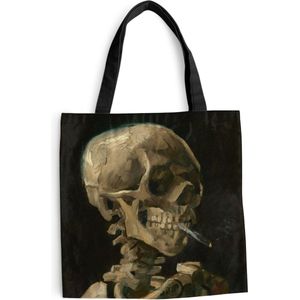 MuchoWow® Schoudertas - Strandtas - Big Shopper - Boodschappentas - Kop van een skelet met brandende sigaret - Vincent van Gogh - 45x45 cm - Katoenen tas
