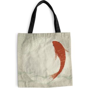 MuchoWow® Schoudertas - Strandtas - Big Shopper - Boodschappentas - Een illustratie van een oranje vis - 40x40 cm - Katoenen tas