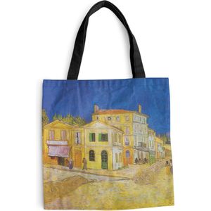 MuchoWow® Schoudertas - Strandtas - Big Shopper - Boodschappentas - Het gele huis - Schilderij van Vincent van Gogh - 40x40 cm - Katoenen tas