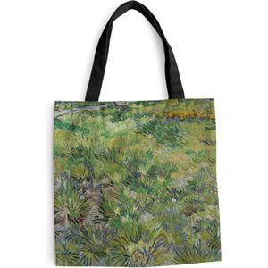MuchoWow® Schoudertas - Strandtas - Big Shopper - Boodschappentas - Grasveld met bloemen en vlinders - Schilderij van Vincent van Gogh - 45x45 cm - Katoenen tas