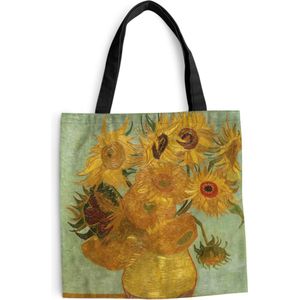 MuchoWow® Schoudertas - Strandtas - Big Shopper - Boodschappentas - Zonnebloemen - Schilderij van Vincent van Gogh - 45x45 cm - Katoenen tas