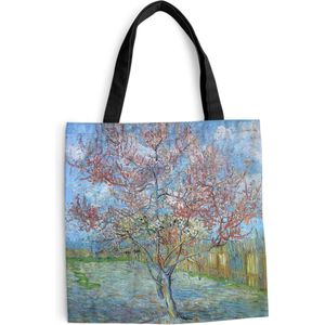 MuchoWow® Schoudertas - Strandtas - Big Shopper - Boodschappentas - De roze perzikboom - Schilderij van Vincent van Gogh - 45x45 cm - Katoenen tas