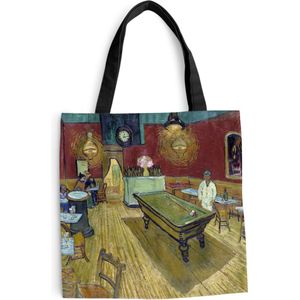 MuchoWow® Schoudertas - Strandtas - Big Shopper - Boodschappentas - Het Nachtcafé - Schilderij van Vincent van Gogh - 40x40 cm - Katoenen tas