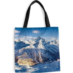 MuchoWow® Schoudertas - Strandtas - Big Shopper - Boodschappentas - Zwitserse Alpen tijdens de winter - 45x45 cm - Katoenen tas