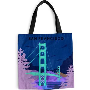 MuchoWow® Schoudertas - Strandtas - Big Shopper - Boodschappentas - Brug - San Francisco - USA - Golden Gate Bridge - Verenigde Staten - 40x40 cm - Katoenen tas