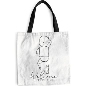 MuchoWow® Schoudertas - Strandtas - Big Shopper - Boodschappentas - Baby - Welcome little one - Spreuken - Geborote - quotes - 45x45 cm - Katoenen tas