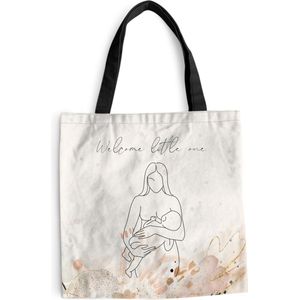 MuchoWow® Schoudertas - Strandtas - Big Shopper - Boodschappentas - Baby - Welcome little one - Quotes - Mama - Spreuken - 45x45 cm - Katoenen tas