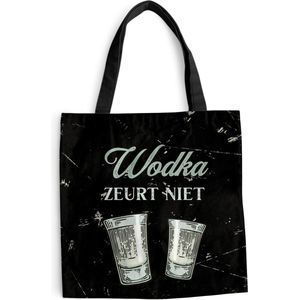 MuchoWow® Schoudertas - Strandtas - Big Shopper - Boodschappentas - Wodka - Shotglaasjes - Vintage - 45x45 cm - Katoenen tas - Cadeau voor vrouw - Cadeau voor man