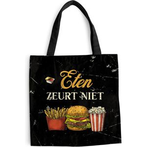 MuchoWow® Schoudertas - Strandtas - Big Shopper - Boodschappentas - Eten - Vintage - Quote - 40x40 cm - Katoenen tas - Cadeau voor vrouw - Cadeau voor man