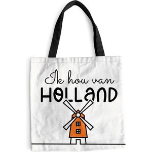 MuchoWow® Schoudertas - Strandtas - Big Shopper - Boodschappentas - Ik hou van Holland - Molen - Oranje - 40x40 cm - Katoenen tas