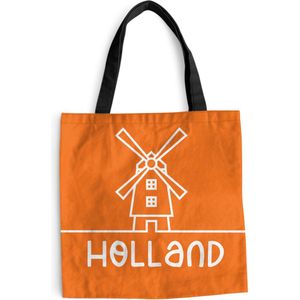 MuchoWow® Schoudertas - Strandtas - Big Shopper - Boodschappentas - Holland - Molen - Oranje - 40x40 cm - Katoenen tas