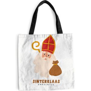 MuchoWow® Schoudertas - Strandtas - Big Shopper - Boodschappentas - Sinterklaas - Sint - Decoratie - Quotes - Sinterklaas kapoentje - Kinderen - Jongens - Meisjes - Kind - 45x45 cm - Katoenen tas