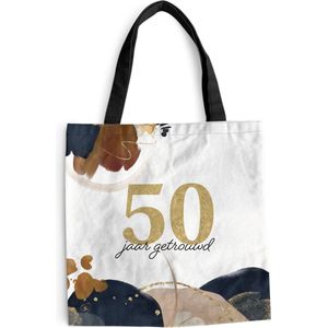 MuchoWow® Schoudertas - Strandtas - Big Shopper - Boodschappentas - Huwelijk - 50 jaar getrouwd - Spreuken - Quotes - Trouwen - 40x40 cm - Katoenen tas