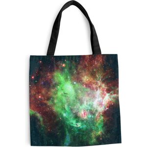 MuchoWow® Schoudertas - Strandtas - Big Shopper - Boodschappentas - Ruimte - Rood - Groen - 40x40 cm - Katoenen tas