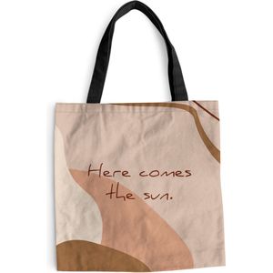 MuchoWow® Schoudertas - Strandtas - Big Shopper - Boodschappentas - Zomer - Quotes - Zon - 40x40 cm - Katoenen tas