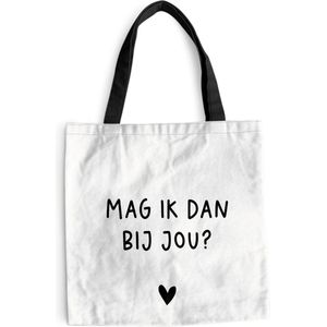 Schoudertas - Strandtas - Big Shopper - Boodschappentas - Mag ik dan bij jou - Spreuken - Claudia de Breij - Quotes - 40x40 cm - Katoenen tas
