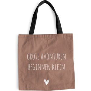 MuchoWow® Schoudertas - Strandtas - Big Shopper - Boodschappentas - Spreuken - Grote avonturen beginnen klein - Quotes - 40x40 cm - Katoenen tas