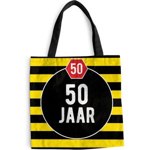 MuchoWow® Schoudertas - Strandtas - Big Shopper - Boodschappentas - Design - 50 Jaar - Geel - 45x45 cm - Katoenen tas