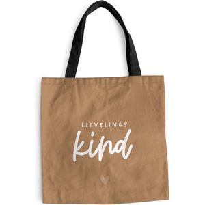 MuchoWow® Schoudertas - Strandtas - Big Shopper - Boodschappentas - Kinderen - Liefde - Lievelingskind - Bruin - Spreuken - Quotes - Cadeau - 45x45 cm - Katoenen tas