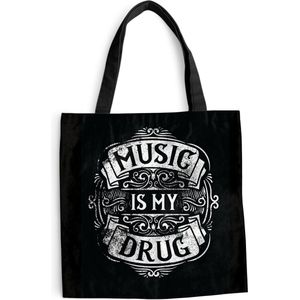 MuchoWow® Schoudertas - Strandtas - Big Shopper - Boodschappentas - Muziek - Retro - Quote - 45x45 cm - Katoenen tas