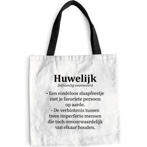 MuchoWow® Schoudertas - Strandtas - Big Shopper - Boodschappentas - 'Huwelijk' - Spreuken - Quotes - Trouwen - 45x45 cm - Katoenen tas