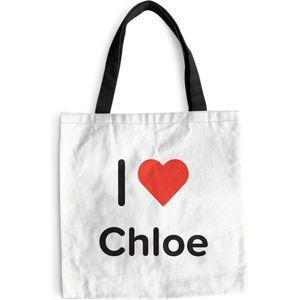 MuchoWow® Schoudertas - Strandtas - Big Shopper - Boodschappentas - I love - Chloe - Meisje - 40x40 cm - Katoenen tas