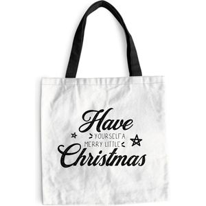 MuchoWow® Schoudertas - Strandtas - Big Shopper - Boodschappentas - Kerst - Quotes - Have yourself a merry little Christmas - Spreuken - 45x45 cm - Katoenen tas