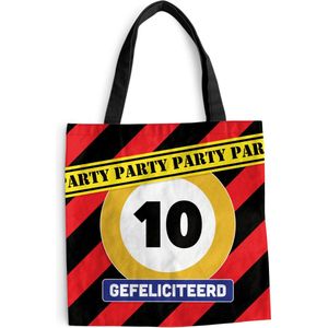 MuchoWow® Schoudertas - Strandtas - Big Shopper - Boodschappentas - Jubileum - Verjaardag - 10 Jaar - 45x45 cm - Katoenen tas