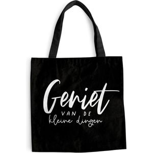 MuchoWow® Schoudertas - Strandtas - Big Shopper - Boodschappentas - Geniet van de kleine dingen - Quotes- Spreuken - 45x45 cm - Katoenen tas