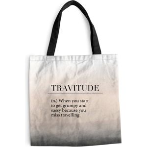 MuchoWow® Schoudertas - Strandtas - Big Shopper - Boodschappentas - Spreuken - Quotes - When you start to get grumpy and sassy because you miss travelling - Travitude - 45x45 cm - Katoenen tas