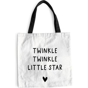 MuchoWow® Schoudertas - Strandtas - Big Shopper - Boodschappentas - Engelse quote ""Twinkle twinkle little star"" met een hartje tegen een witte achtergrond - 40x40 cm - Katoenen tas