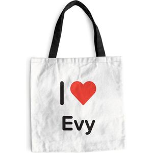 MuchoWow® Schoudertas - Strandtas - Big Shopper - Boodschappentas - I love - Evy - Meisje - 40x40 cm - Katoenen tas
