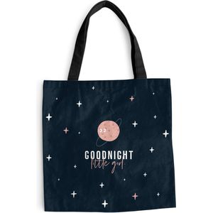 MuchoWow® Schoudertas - Strandtas - Big Shopper - Boodschappentas - Quotes - Goodnight little girl - Kinderen - Spreuken - Kids - Baby - 40x40 cm - Katoenen tas