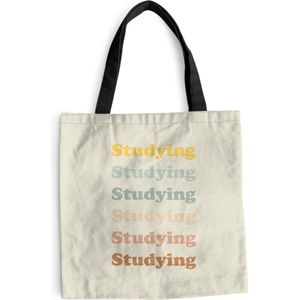 MuchoWow® Schoudertas - Strandtas - Big Shopper - Boodschappentas - Studeer - Leren - Quotes - Studenten - Study - 45x45 cm - Katoenen tas