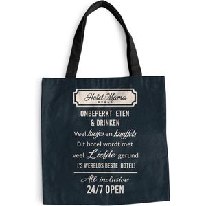 MuchoWow® Schoudertas - Strandtas - Big Shopper - Boodschappentas - Hotel mama - Spreuken - Mama - Quotes - 45x45 cm - Katoenen tas