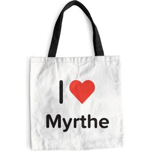 MuchoWow® Schoudertas - Strandtas - Big Shopper - Boodschappentas - I love - Myrthe - Meisje - 40x40 cm - Katoenen tas