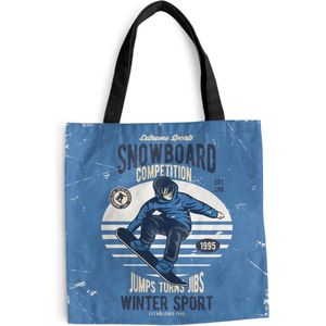 MuchoWow® Schoudertas - Strandtas - Big Shopper - Boodschappentas - Snowboard - Wintersport - Retro - 40x40 cm - Katoenen tas
