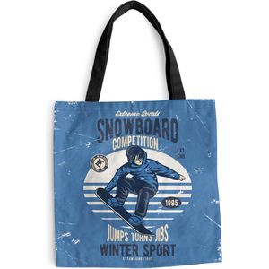 MuchoWow® Schoudertas - Strandtas - Big Shopper - Boodschappentas - Snowboard - Wintersport - Retro - 45x45 cm - Katoenen tas