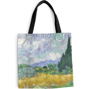 MuchoWow® Schoudertas - Strandtas - Big Shopper - Boodschappentas - Korenveld met cipressen - Vincent van Gogh - 45x45 cm - Katoenen tas