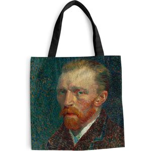 MuchoWow® Schoudertas - Strandtas - Big Shopper - Boodschappentas - Zelfportret - Vincent van Gogh - 40x40 cm - Katoenen tas